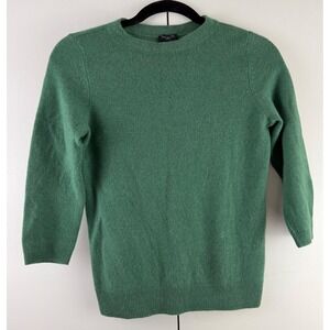 Talbots Petites Pure Cashmere 3/4 Sleeve Crewneck Sweater Green Size P (Small)